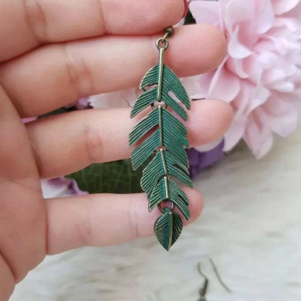 Tropical Fern Leaf Drop Earrings